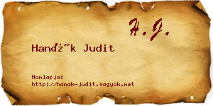 Hanák Judit névjegykártya
